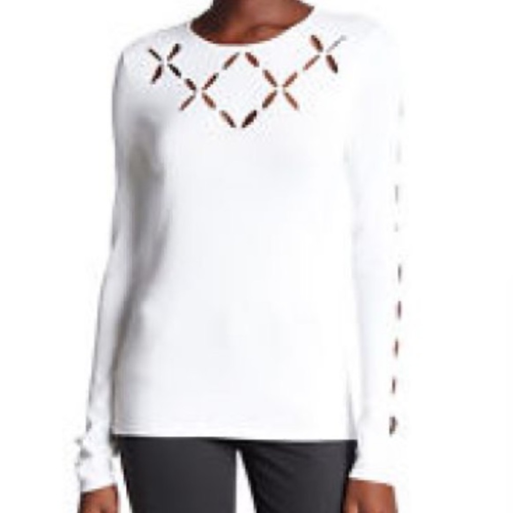 NWT Bailey 44 White Cutout Long Sleeve Top